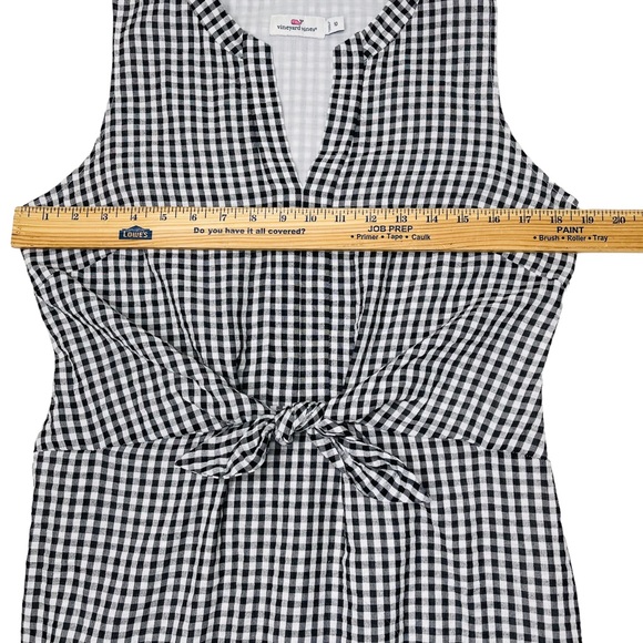 Vineyard Vines Black & White Gingham Seersucker Tie Front Dress Size 10 - Picture 12 of 16
